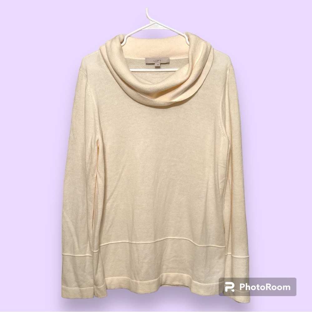 🤍 Loft Sweater with Cowl Neck Size L - Ivory / Cream Color - VERY Soft!